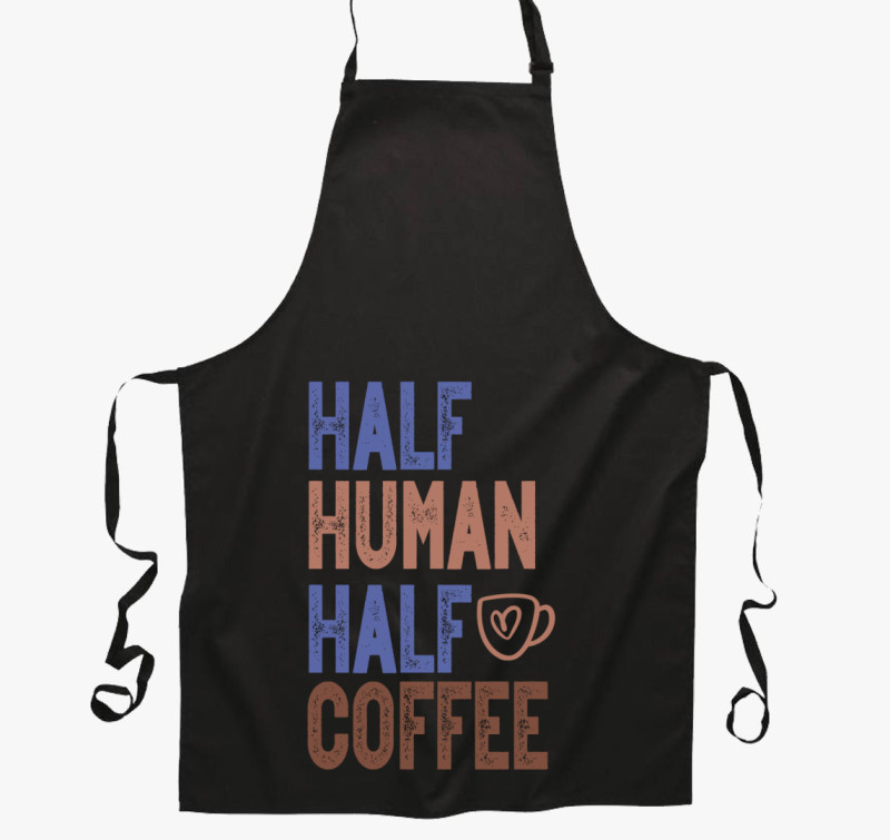 Half Human Half Coffee kötény — Fekete