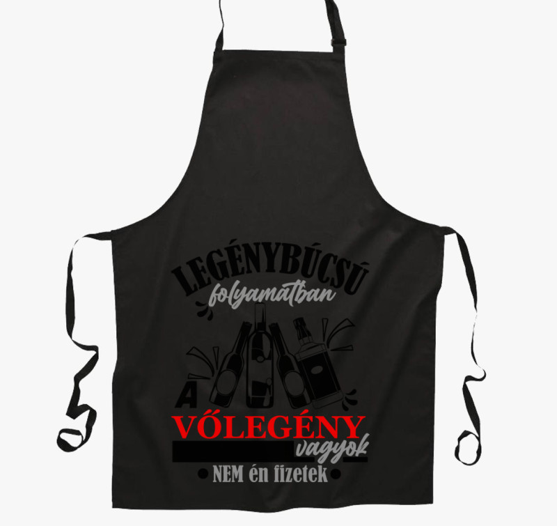 Legénybúcsús Vőlegény kötény — Fekete