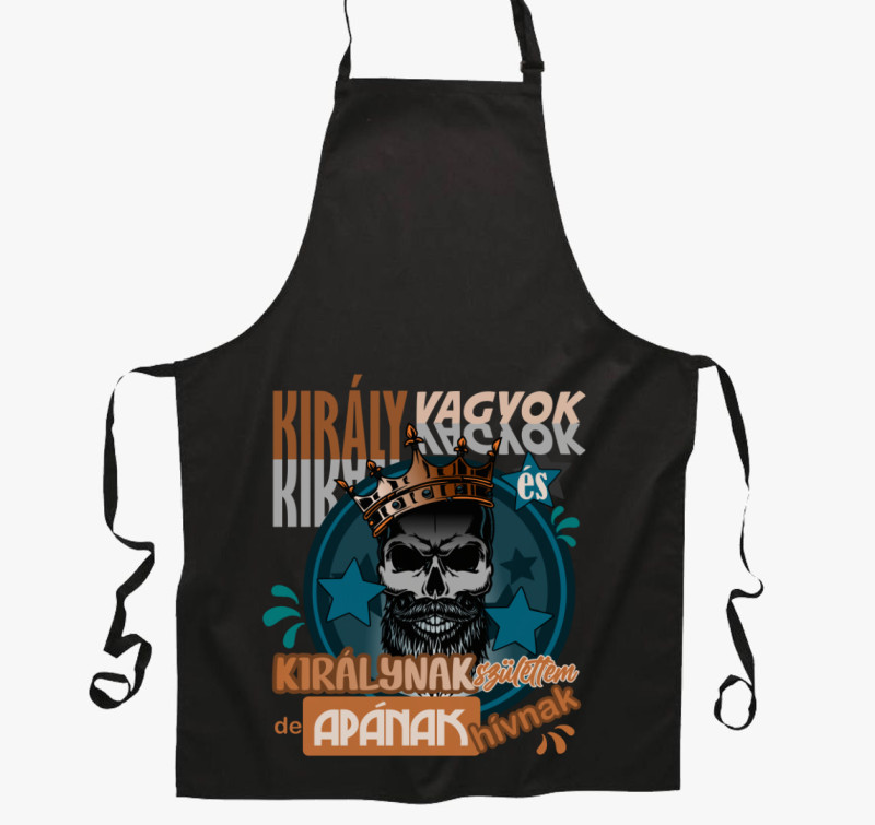 Király Apa mintás kötény — Fekete