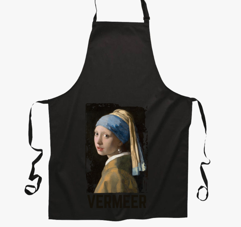 Vermeer Lány gyöngy fülbevalóval kötény — Fekete