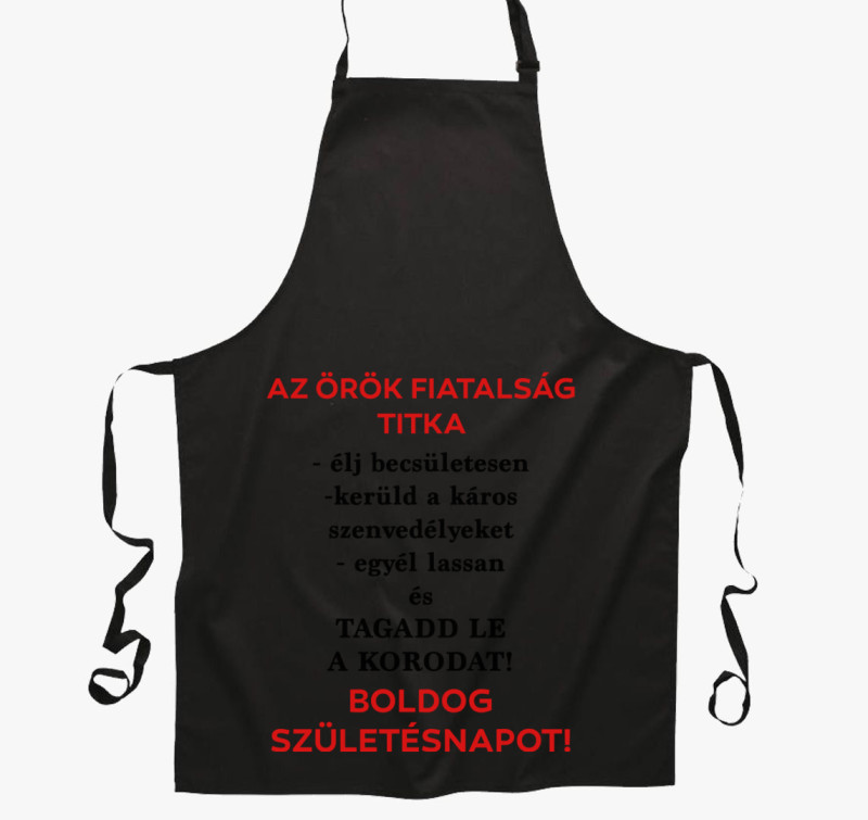 Az örök fiatalság titka kötény — Fekete