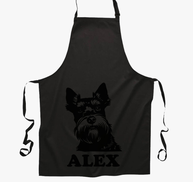 Schnauzer illusztráció kötény — Fekete