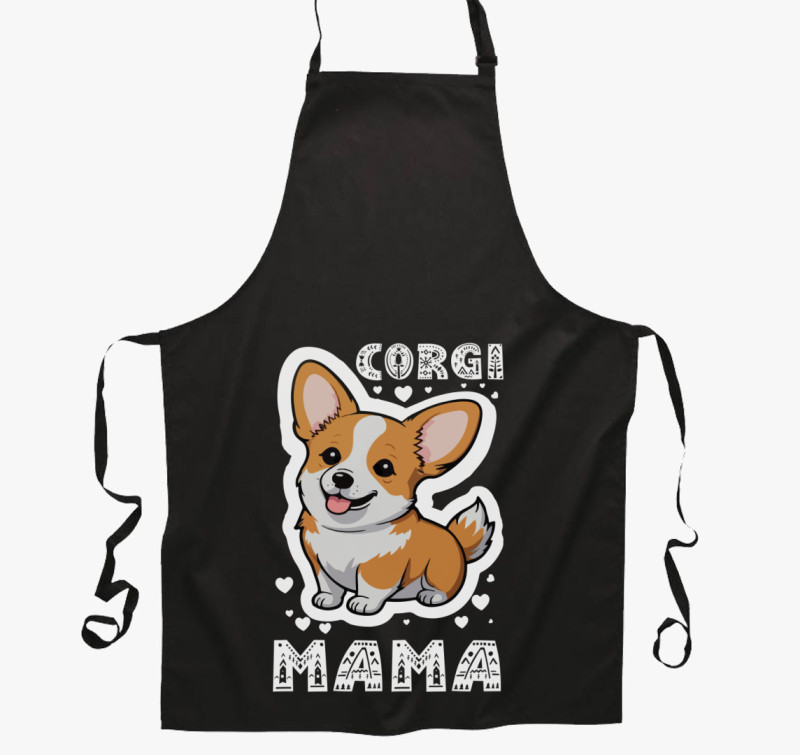 Corgi Mama kötény — Fekete