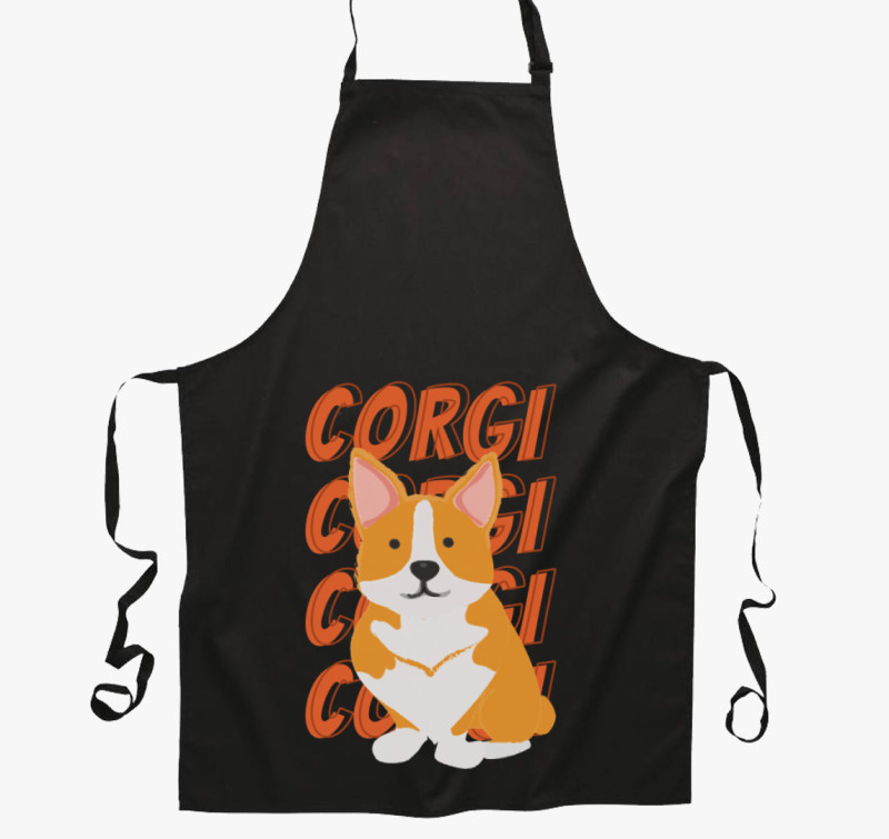 Corgi mintás kötény — Fekete