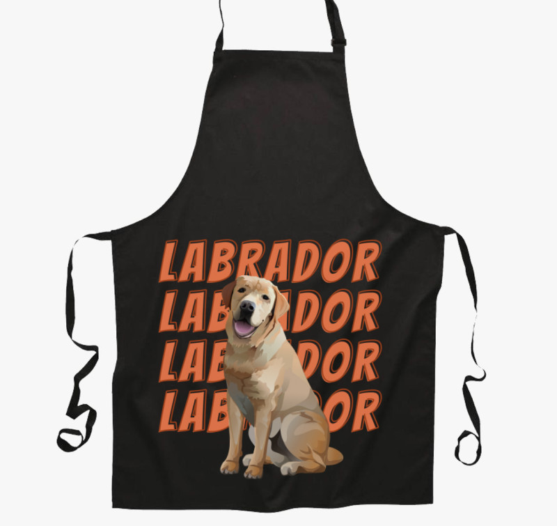 Labrador mintás kötény — Fekete
