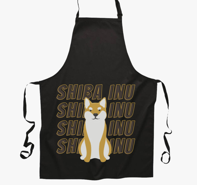 Shiba inu mintás kötény — Fekete