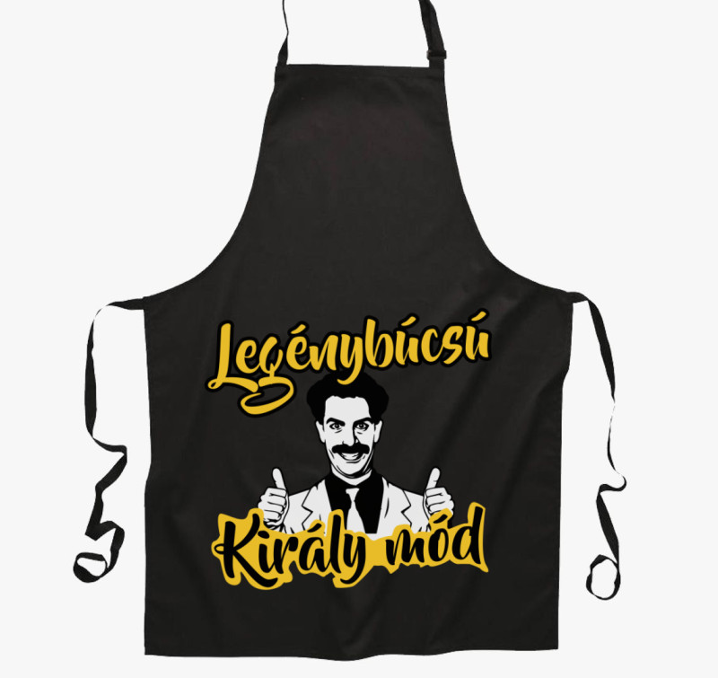 Legénybúcsú Király mód kötény — Fekete