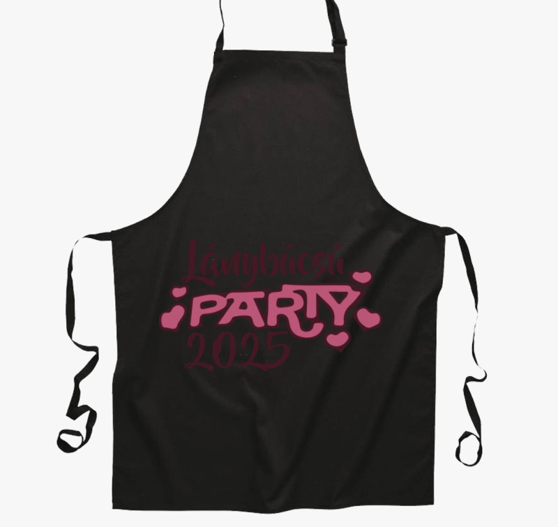 Lánybúcsú party szíves kötény — Fekete