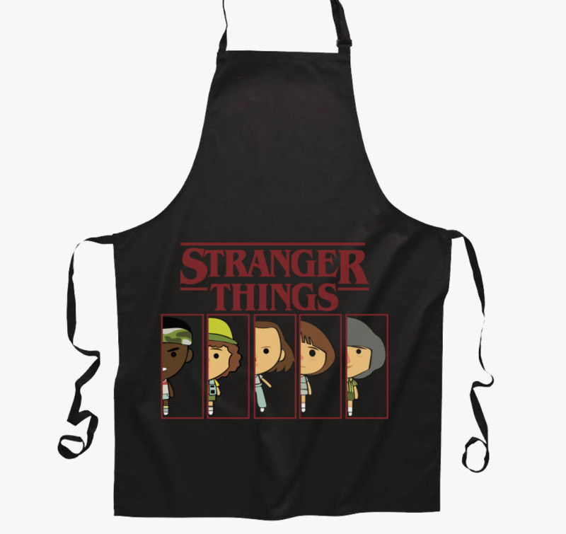 Stranger Things karakteres kötény — Fekete