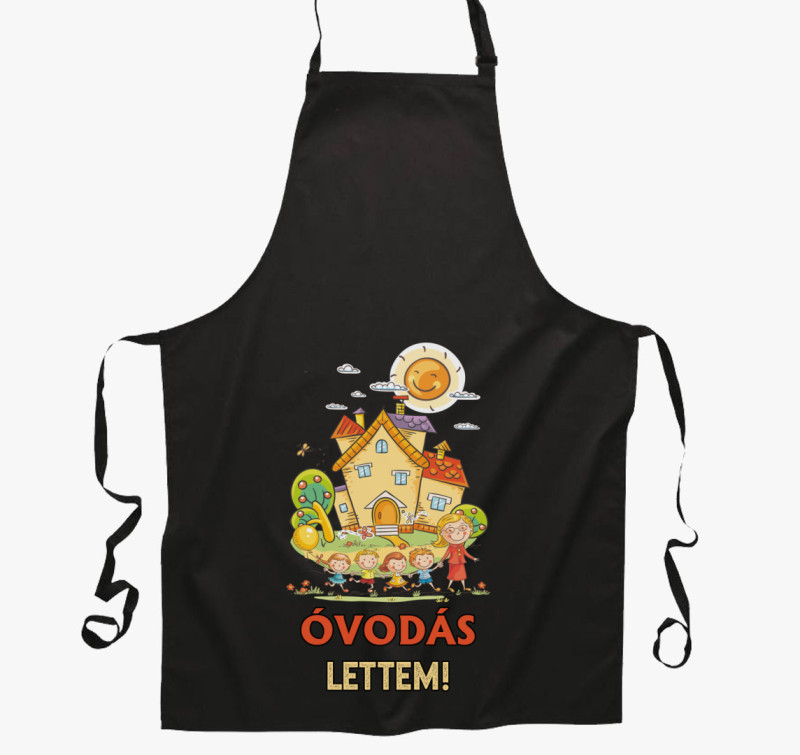 Óvodás lettem házikós kötény — Fekete