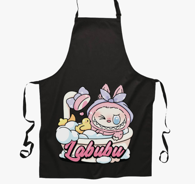 Habfürdős labubu kötény — Fekete