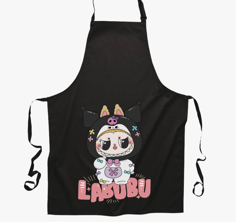 Kuromi labubu kötény  — Fekete