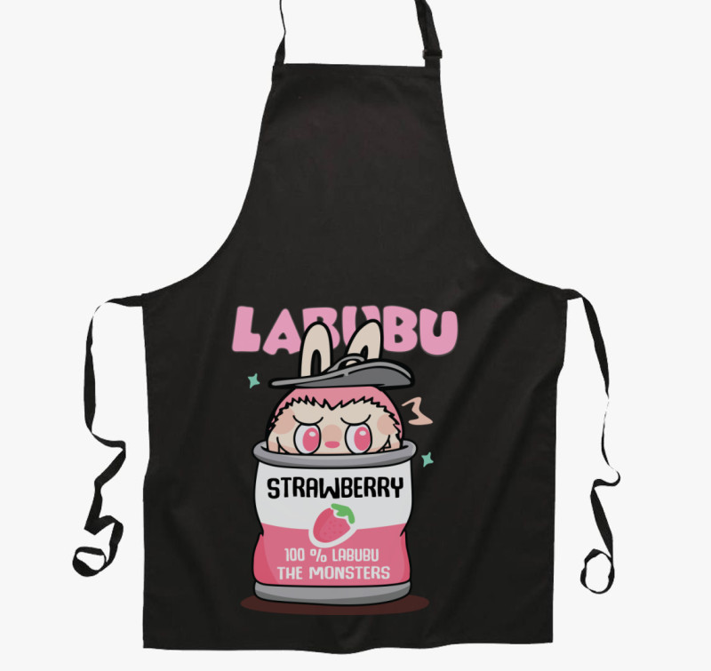 Strawberry labubu kötény — Fekete
