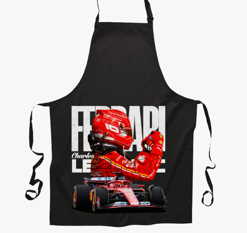 Charles Leclerc Ferrari kötény — Fekete