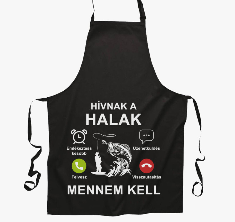 Hívnak a halak mennem kell kötény — Fekete