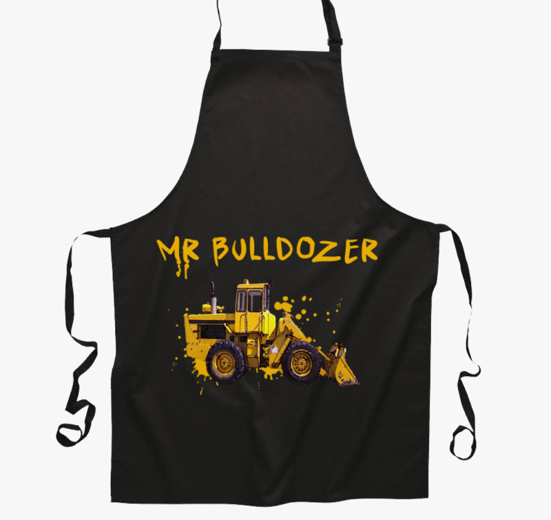 Mr. Bulldozer kötény — Fekete