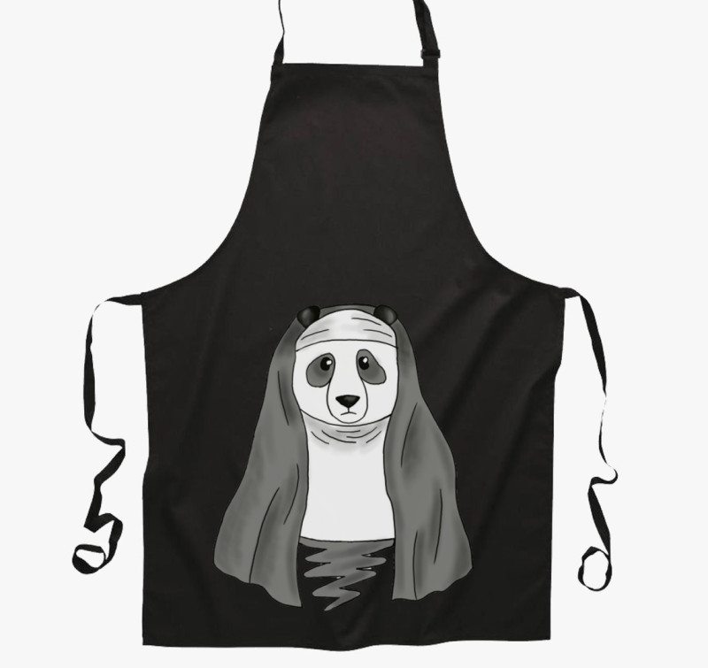 Apáca panda kötény — Fekete