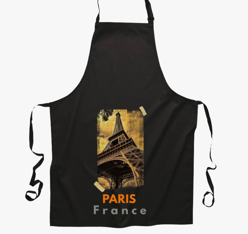 Paris France kötény — Fekete