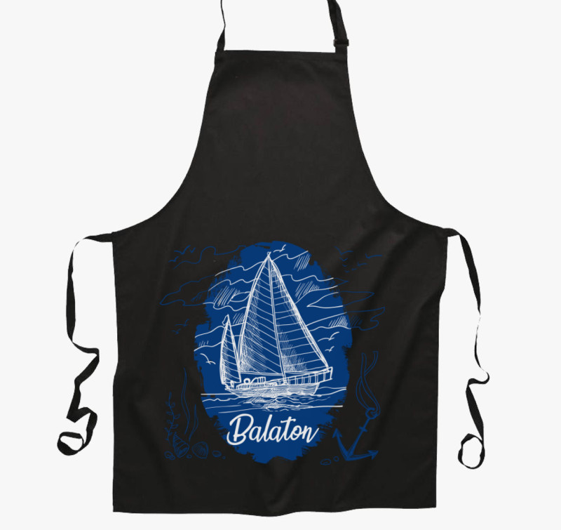 Balaton vitorlás kötény — Fekete