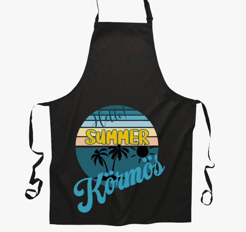 Hello Summer körmös kötény — Fekete