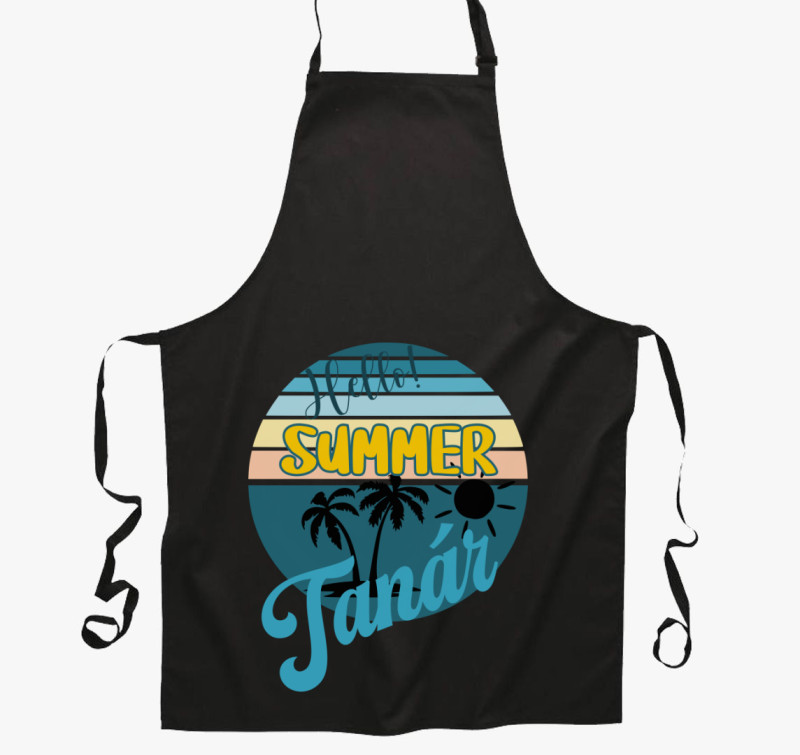 Hello Summer tanár kötény — Fekete