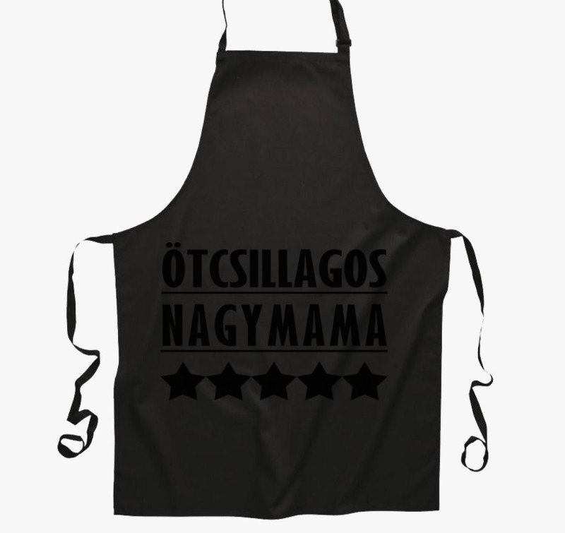 Ötcsillagos nagymama kötény — Fekete