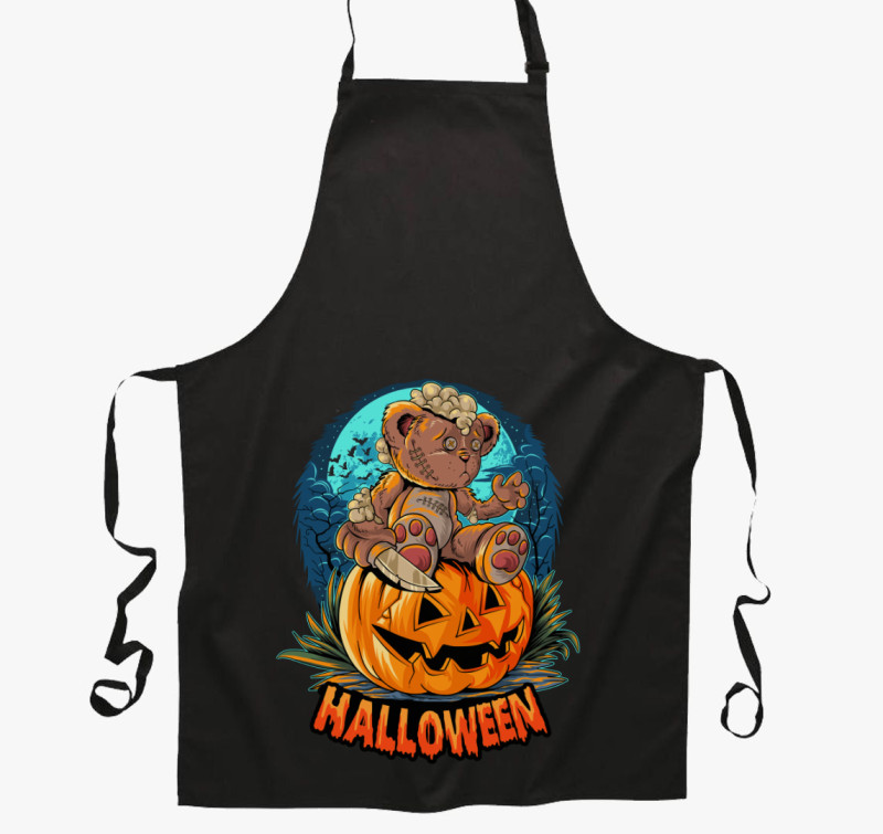 Teddy macis halloweeni kötény — Fekete