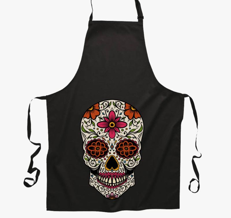 Halloween Calavera koponya kötény — Fekete