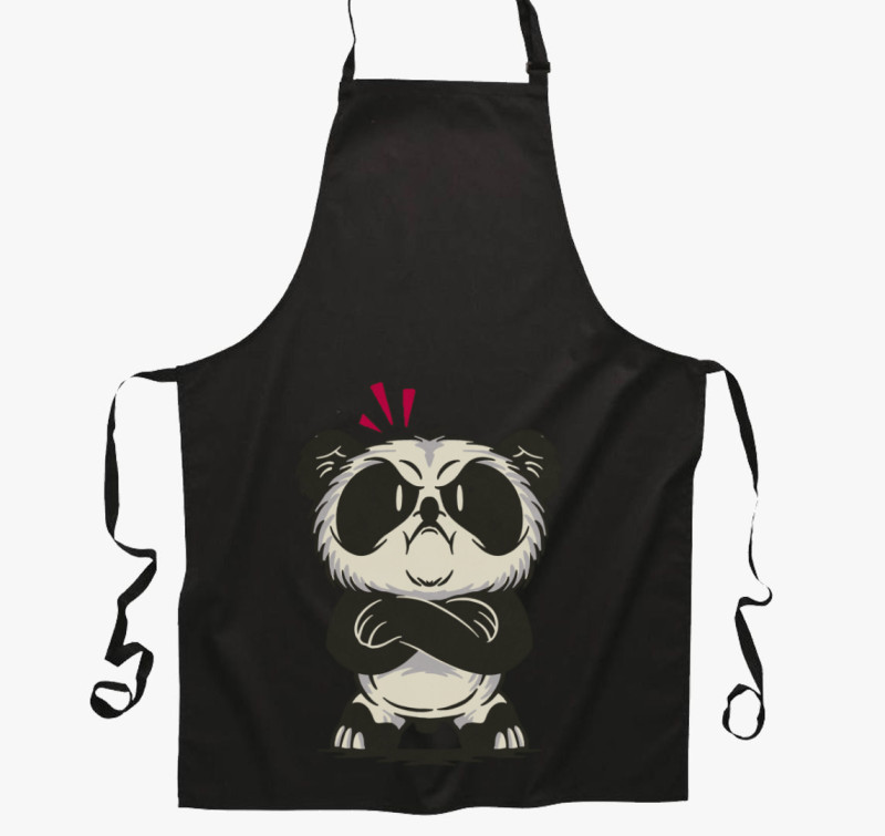 Morcos panda kötény — Fekete