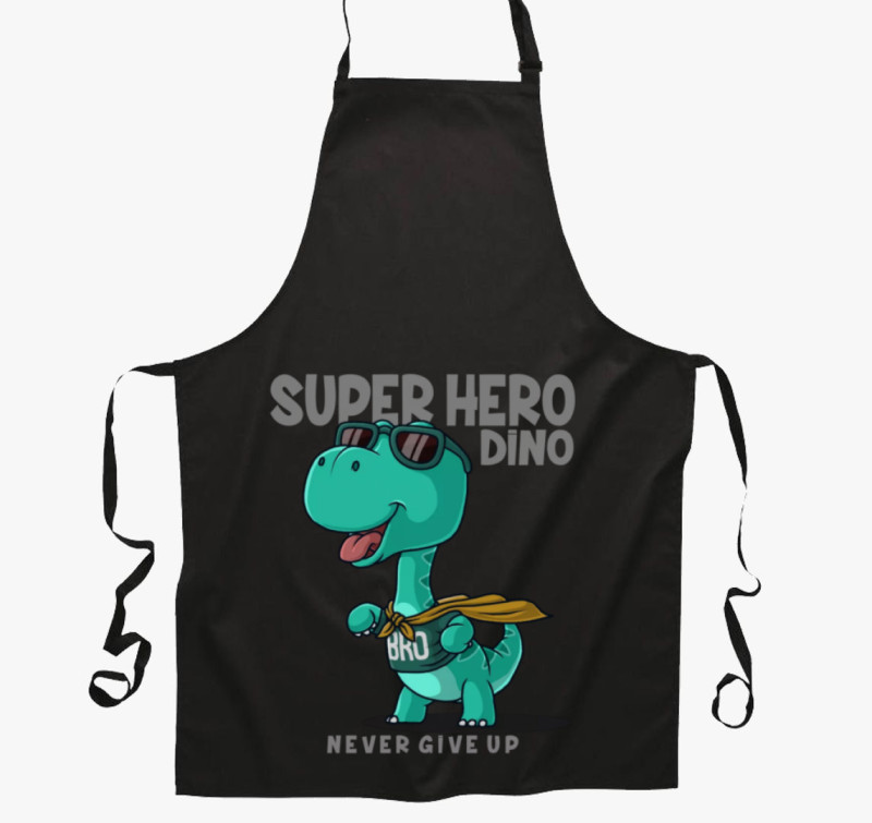 Dino Hero kötény — Fekete