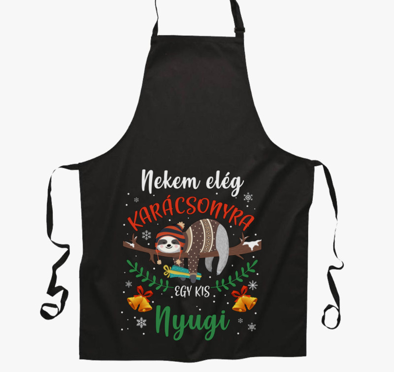 Karácsonyi nyugi kötény — Fekete