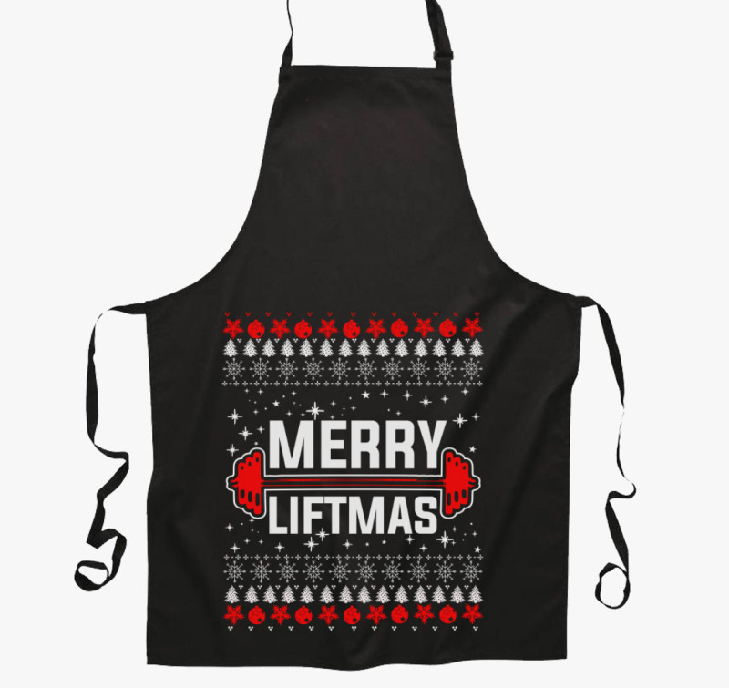 Merry liftmas karácsonyi gyúrós kötény — Fekete