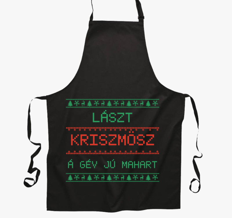 Lászt kriszmösz á gév jú mahart kötény — Fekete