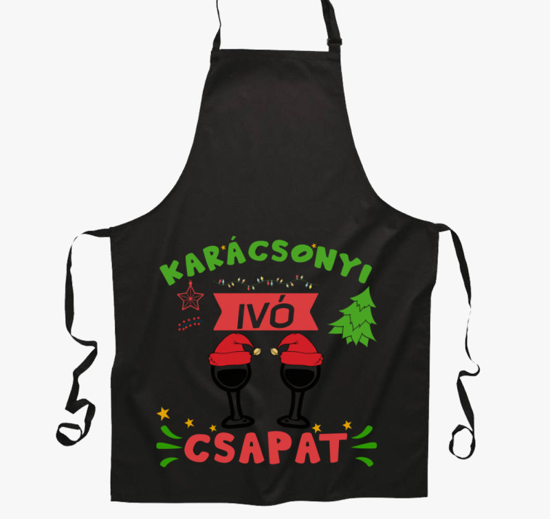 Karácsonyi ivó csapat kötény — Fekete
