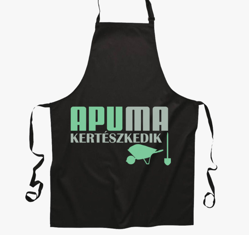 Apu ma kertészkedik kötény — Fekete