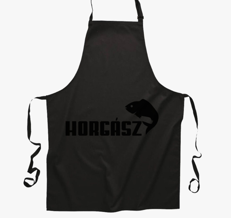 Horgász emblémás kötény — Fekete