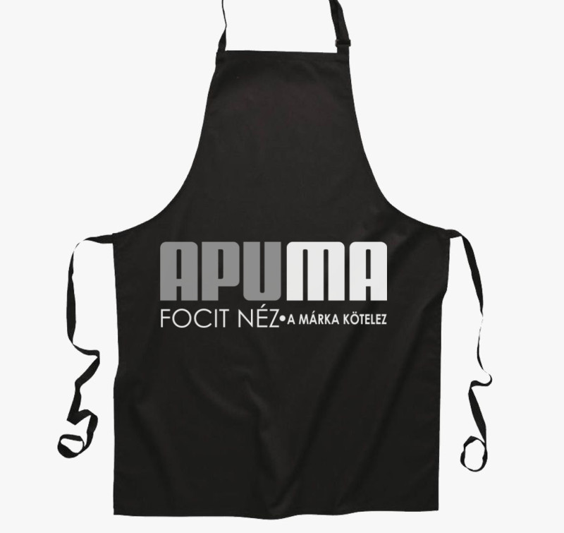 Apuma focis márkás kötény — Fekete