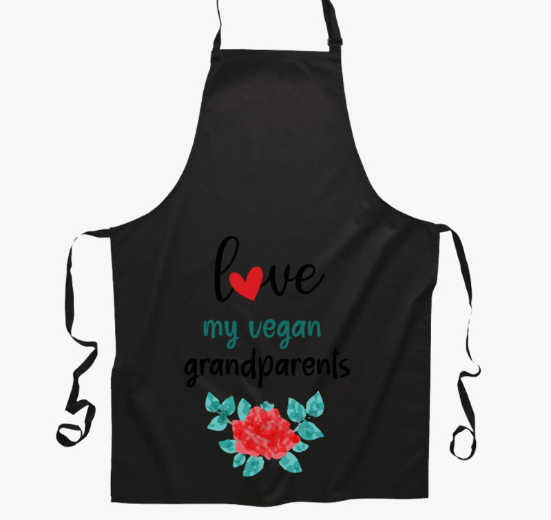 Love my Vegan Grandparents kötény — Fekete