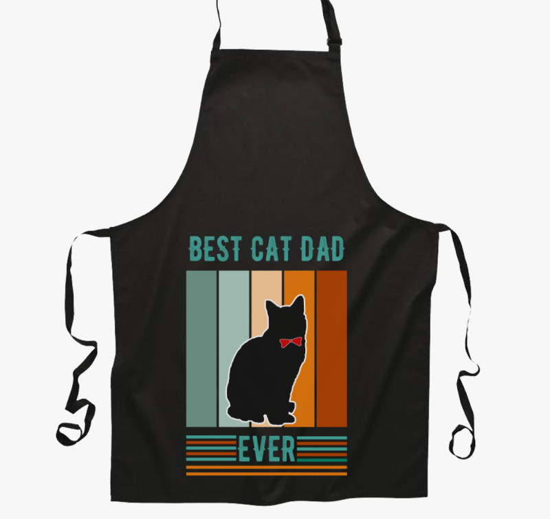 Best Cat Dad kötény — Fekete
