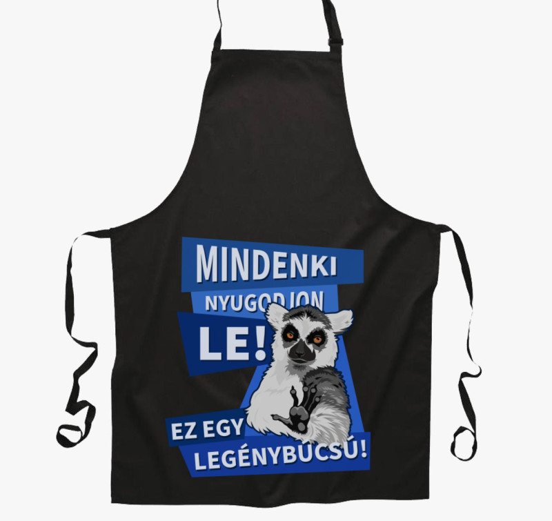 Mindenki nyugodjon le legénybúcsú kötény — Fekete