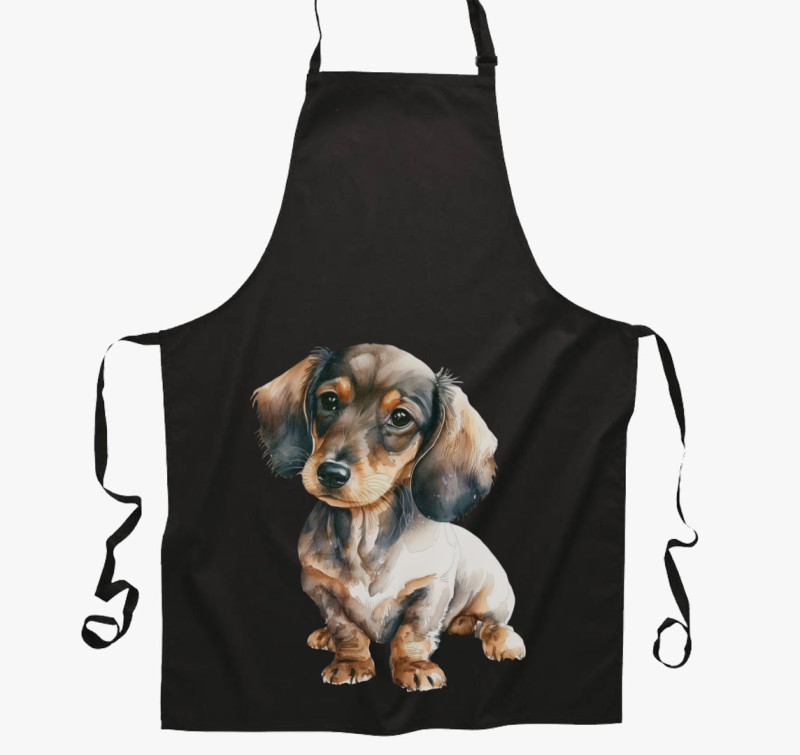Daschund kötény — Fekete