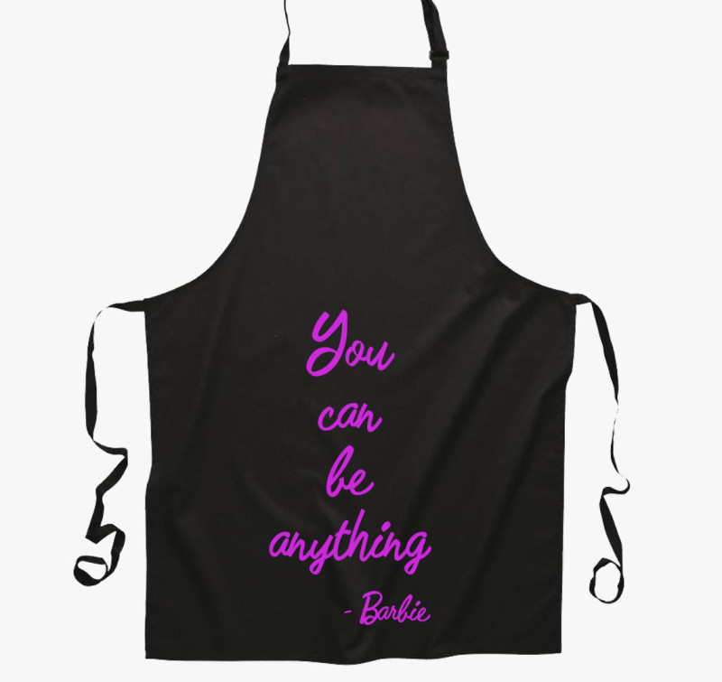 You can be anything Barbie kötény — Fekete