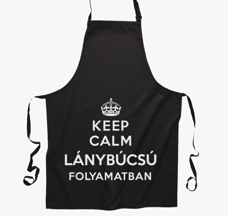 Keep calm lánybúcsú folyamatban kötény — Fekete