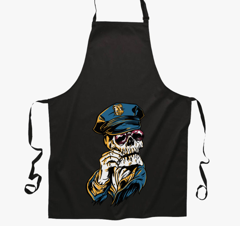 Skeleton Officer kötény — Fekete