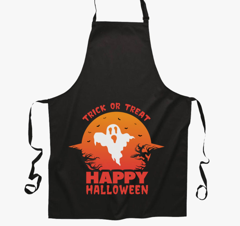 Trick or treat happy halloween kötény — Fekete