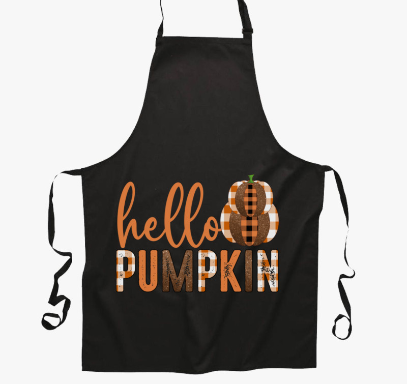 Hello pumpkin kötény — Fekete