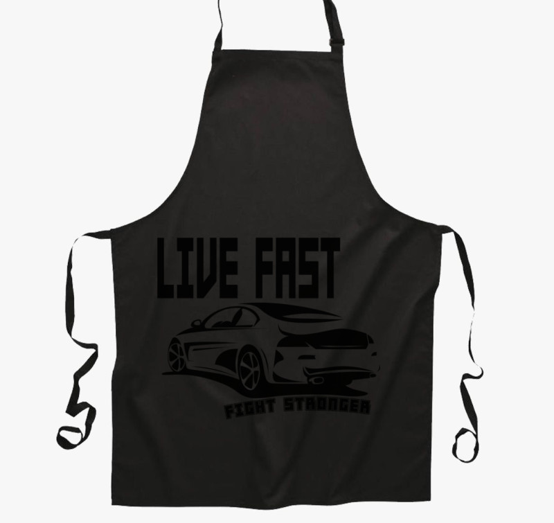 Live fast kötény — Fekete