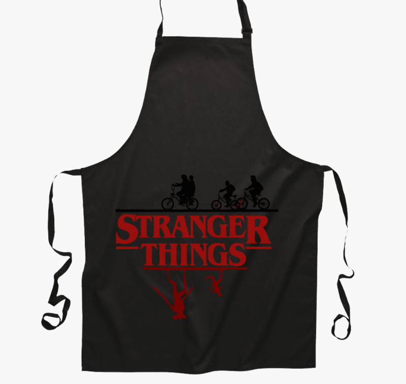 Stranger Things 3 sziluett kötény — Fekete