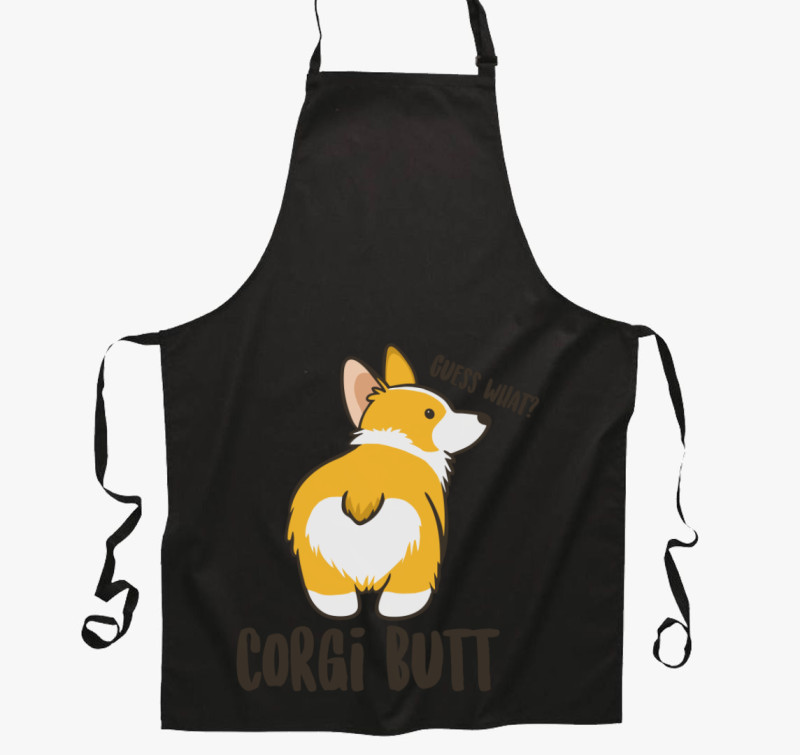 Corgi butt kötény — Fekete