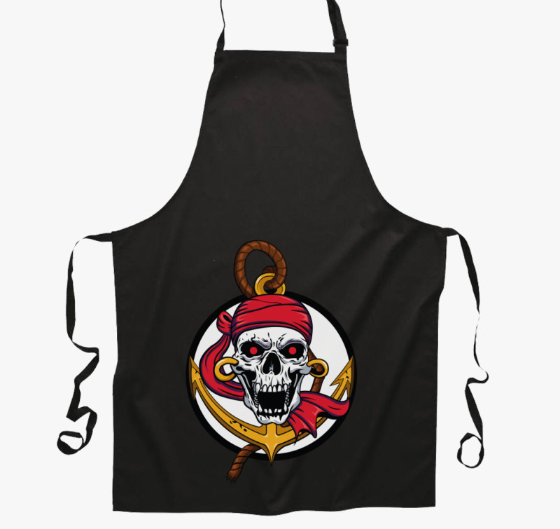 Pirate skull kötény — Fekete